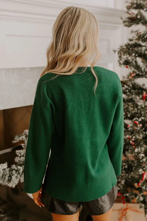 Coffee Shop Cutie Knit Sweater Top in Hunter Green