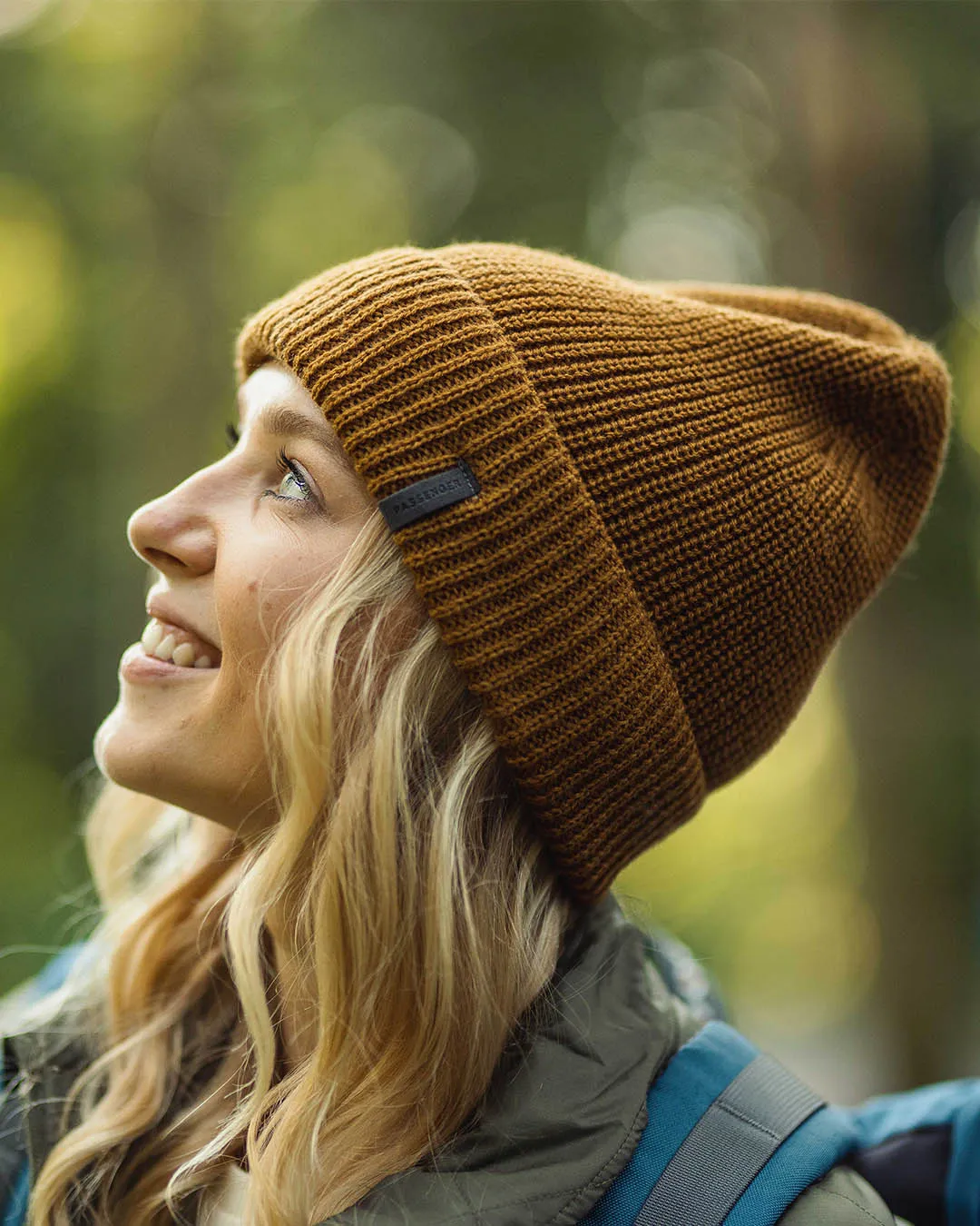 Compass Recycled Acrylic Beanie - Golden Brown