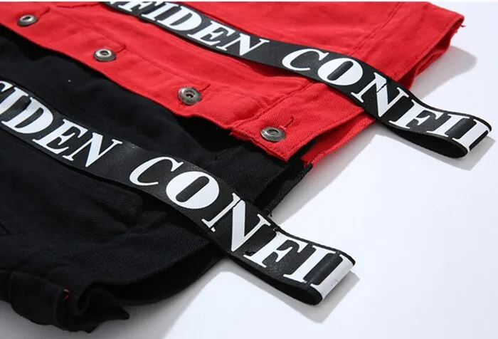 CONFIDEN Black Red Two Half Color Jacket