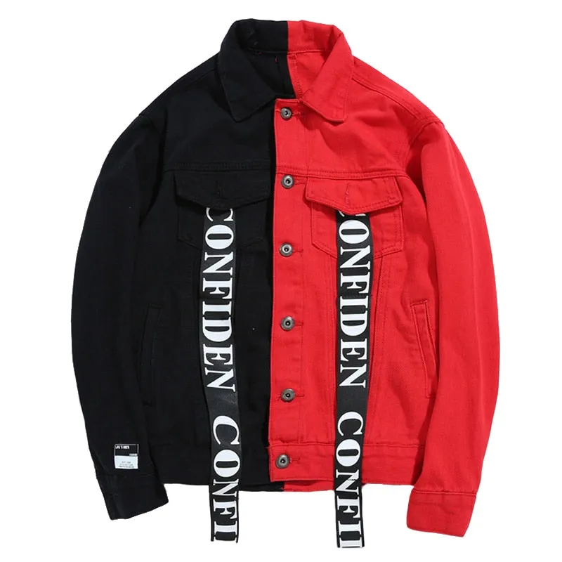 CONFIDEN Black Red Two Half Color Jacket