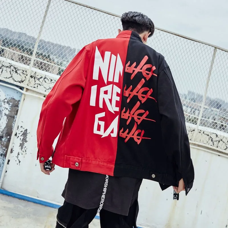 CONFIDEN Black Red Two Half Color Jacket