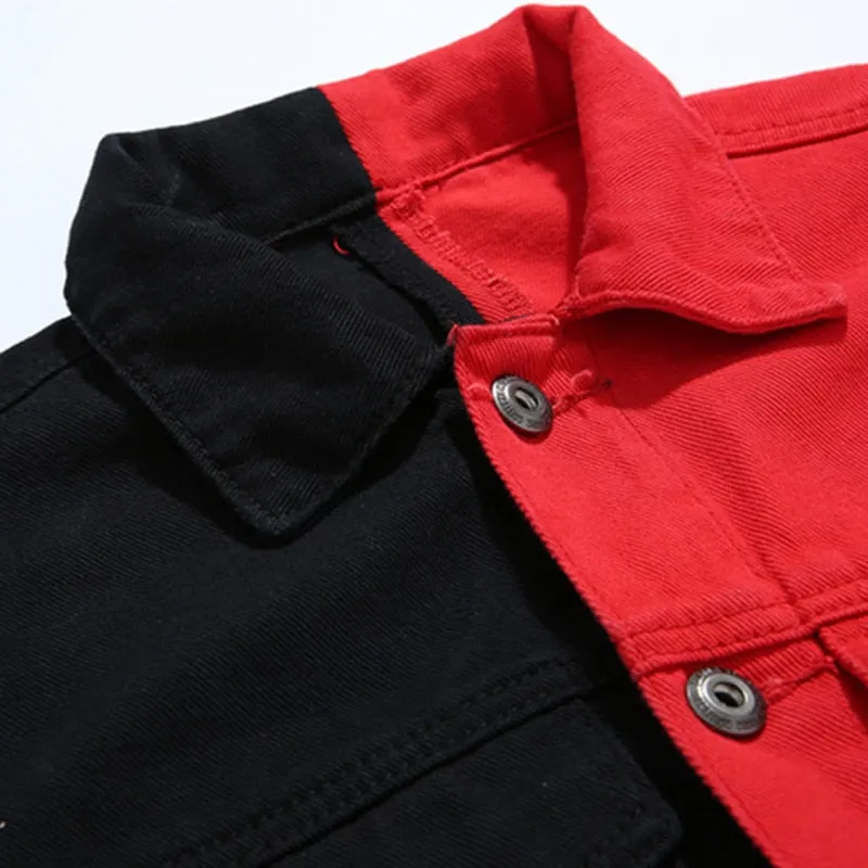 CONFIDEN Black Red Two Half Color Jacket