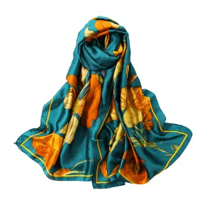 Coy Pond Floral Lightweight Scarf in Teal