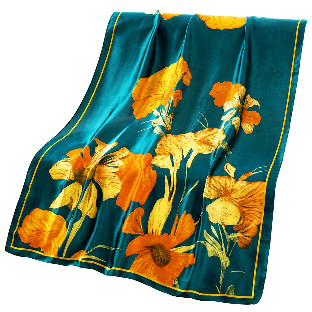 Coy Pond Floral Lightweight Scarf in Teal