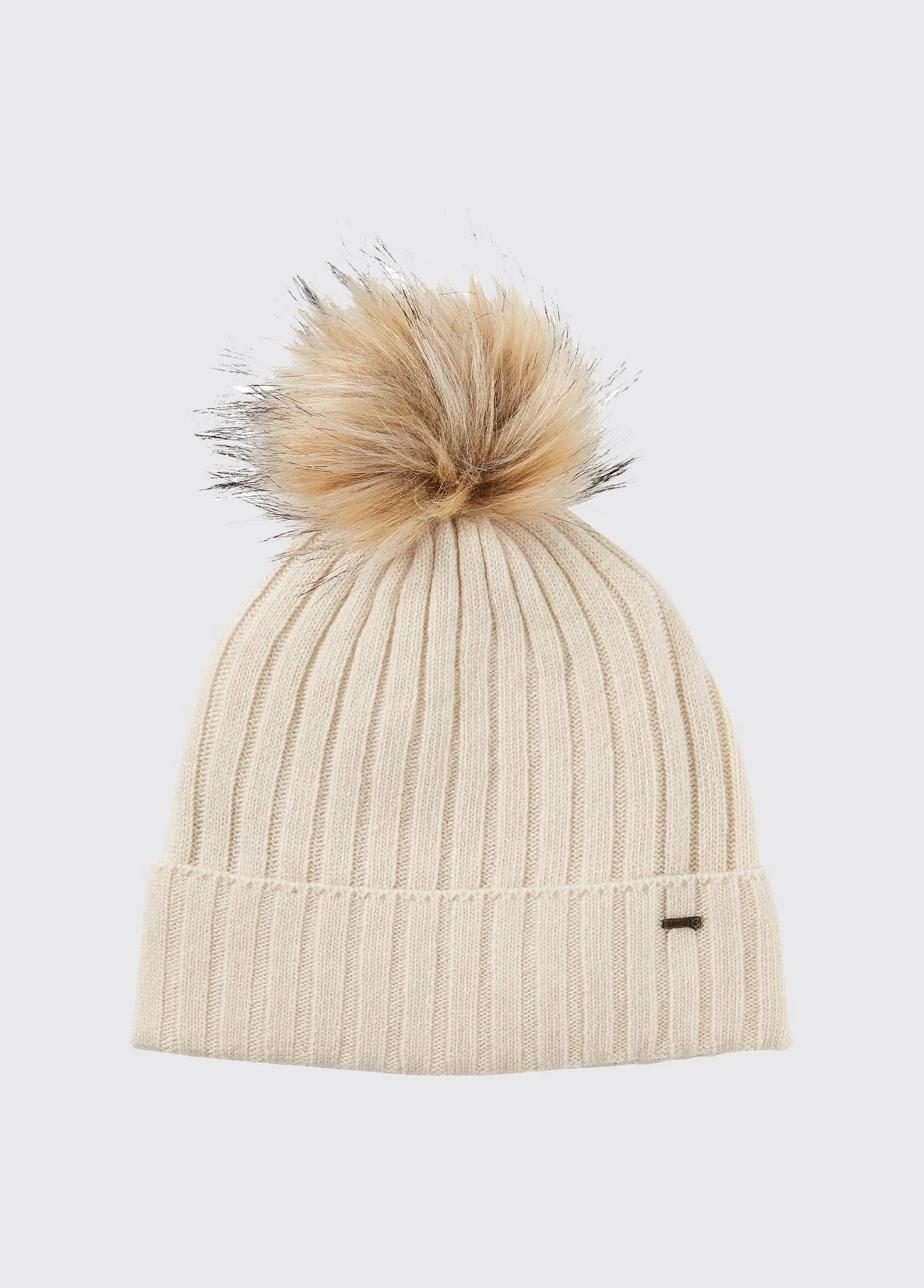 Curlew Ladies Knitted Hat with bobble - Chalk