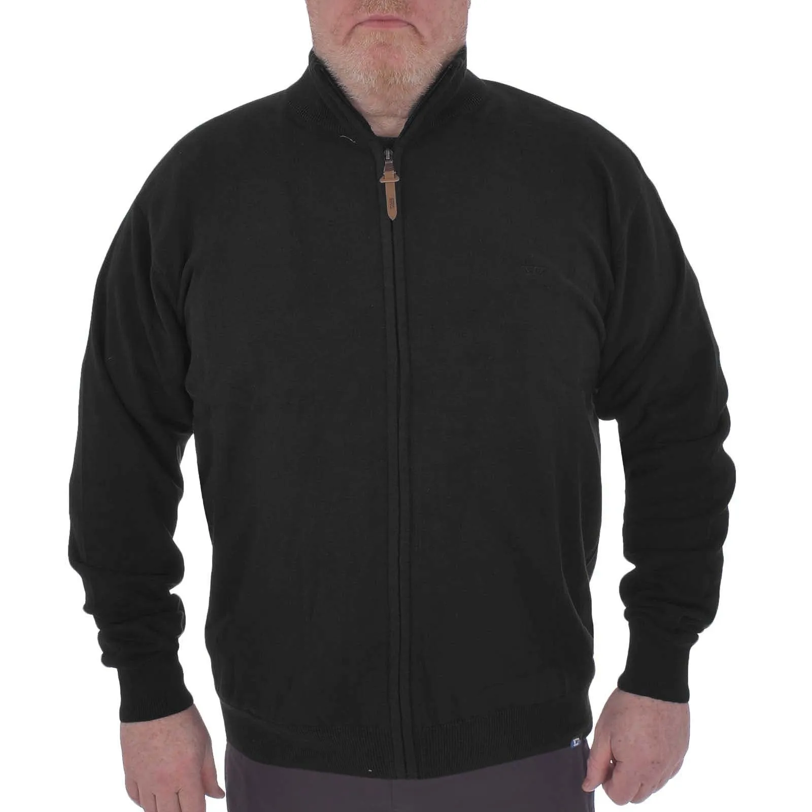 D555 Mens Buddy Big & Tall Kingsize Full Zip Sweater - Black