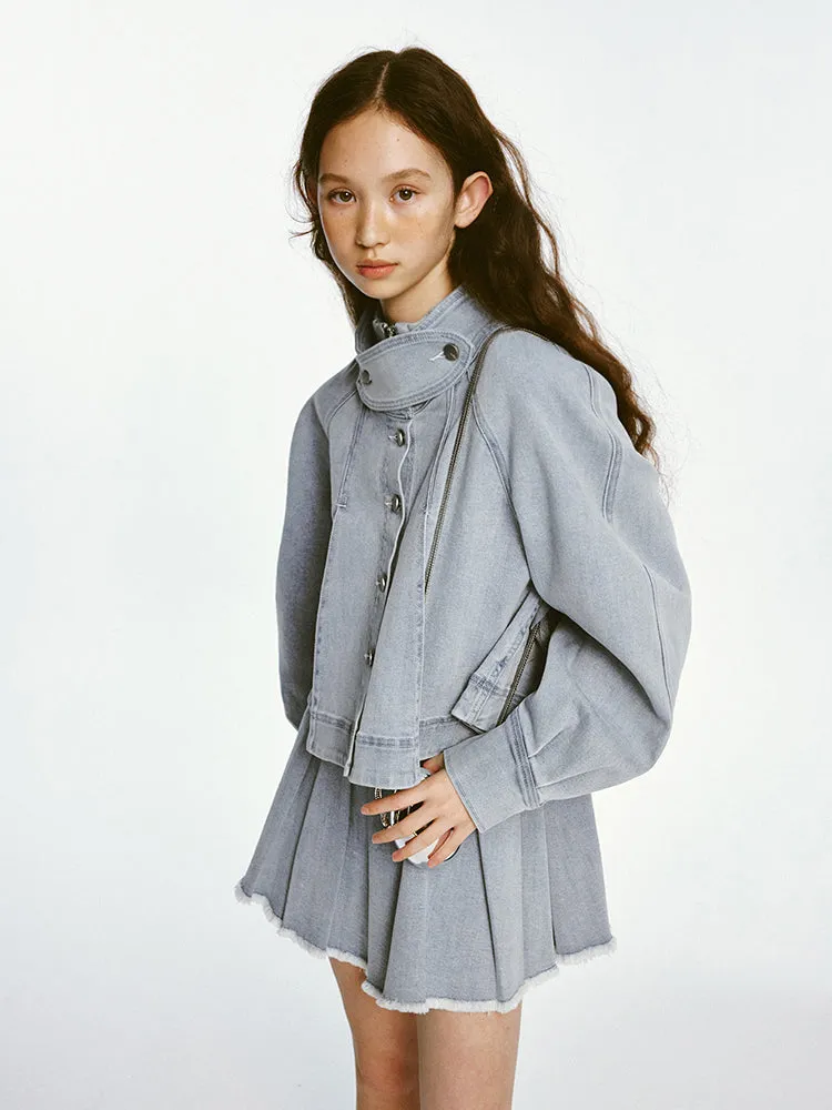 Denim Pleated Doll Jacket