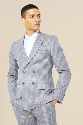 Double Breasted Slim Check Suit Jacket