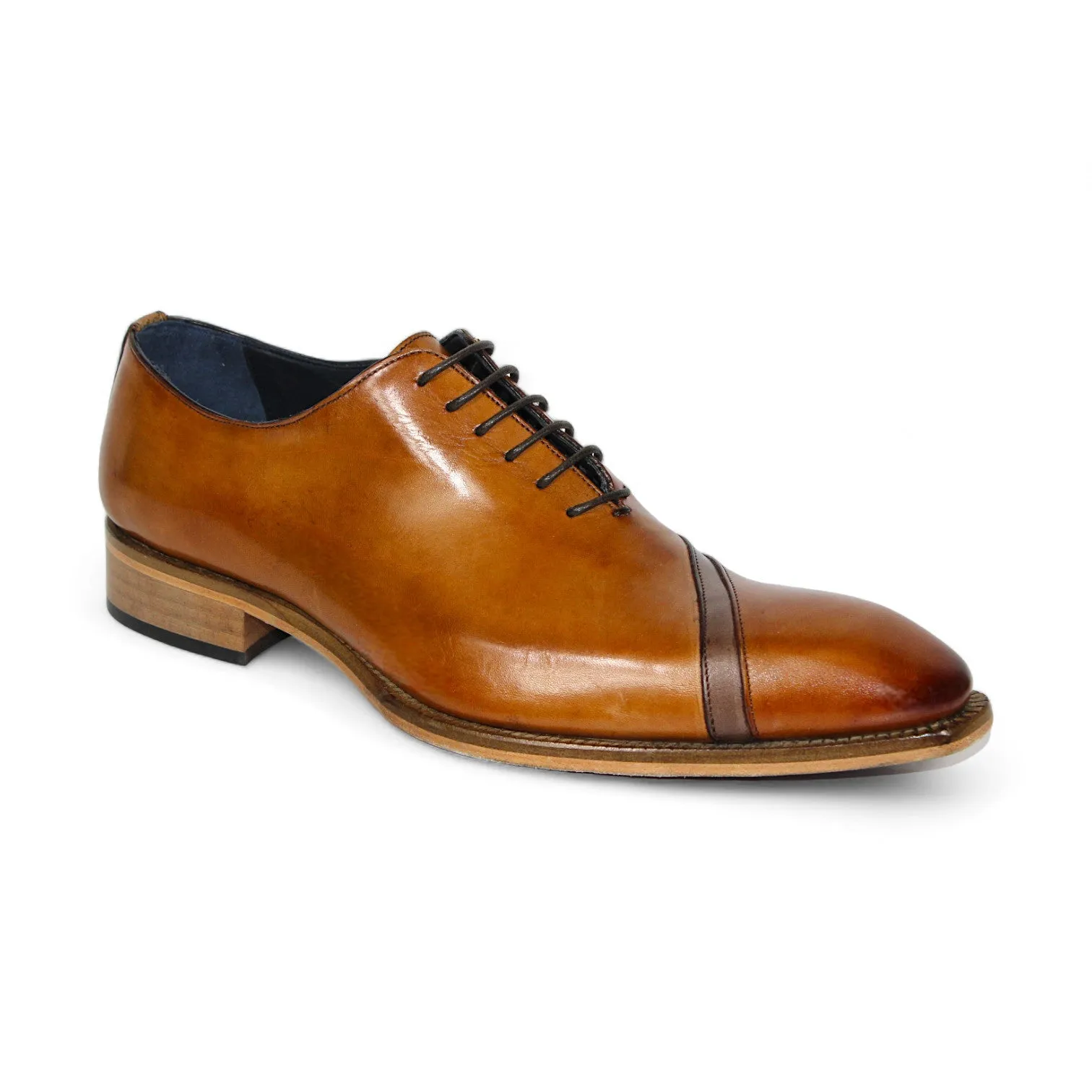 Duca Torre Men's Shoes Cognac/Brown Calf-Skin Leather Oxfords (D1115)