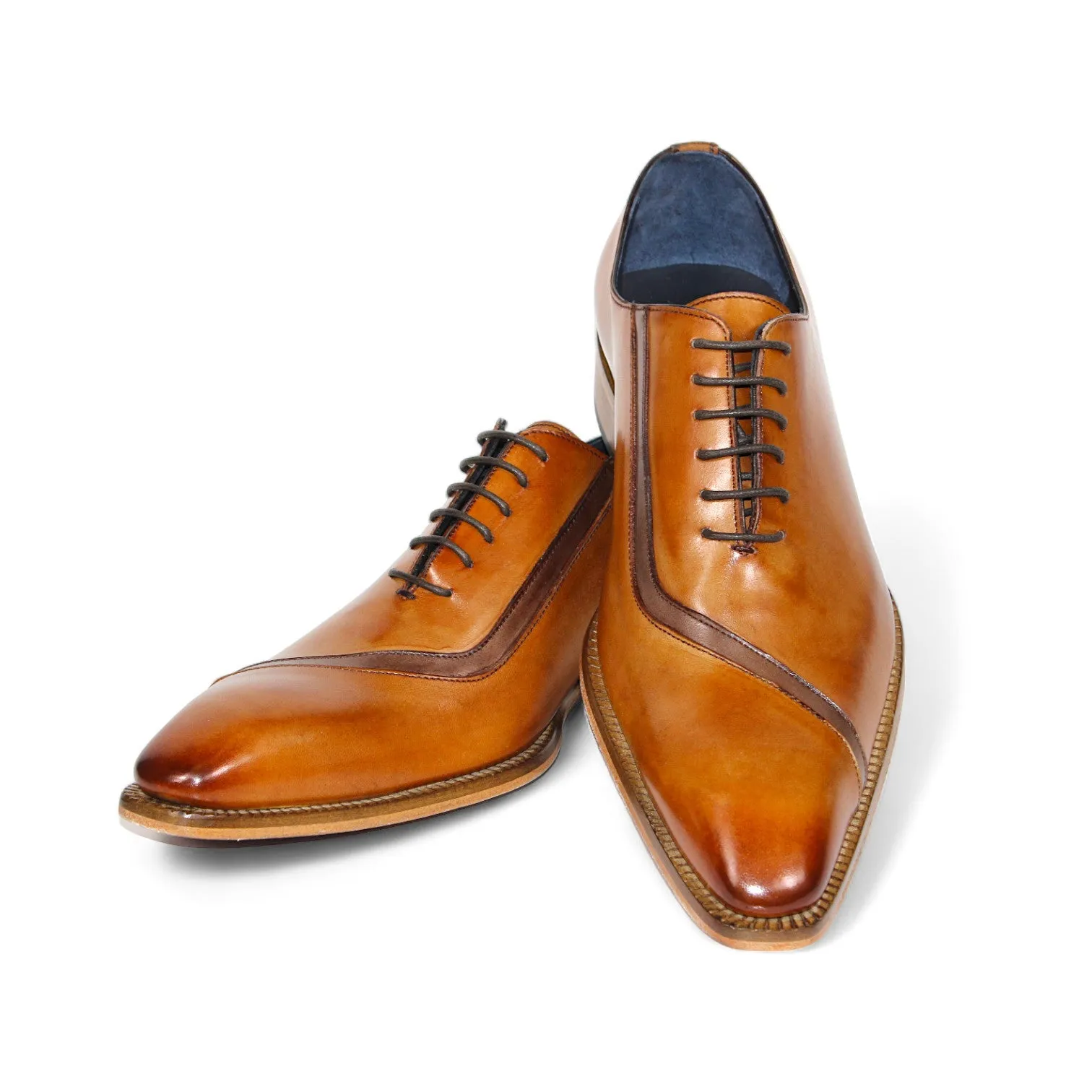 Duca Torre Men's Shoes Cognac/Brown Calf-Skin Leather Oxfords (D1115)