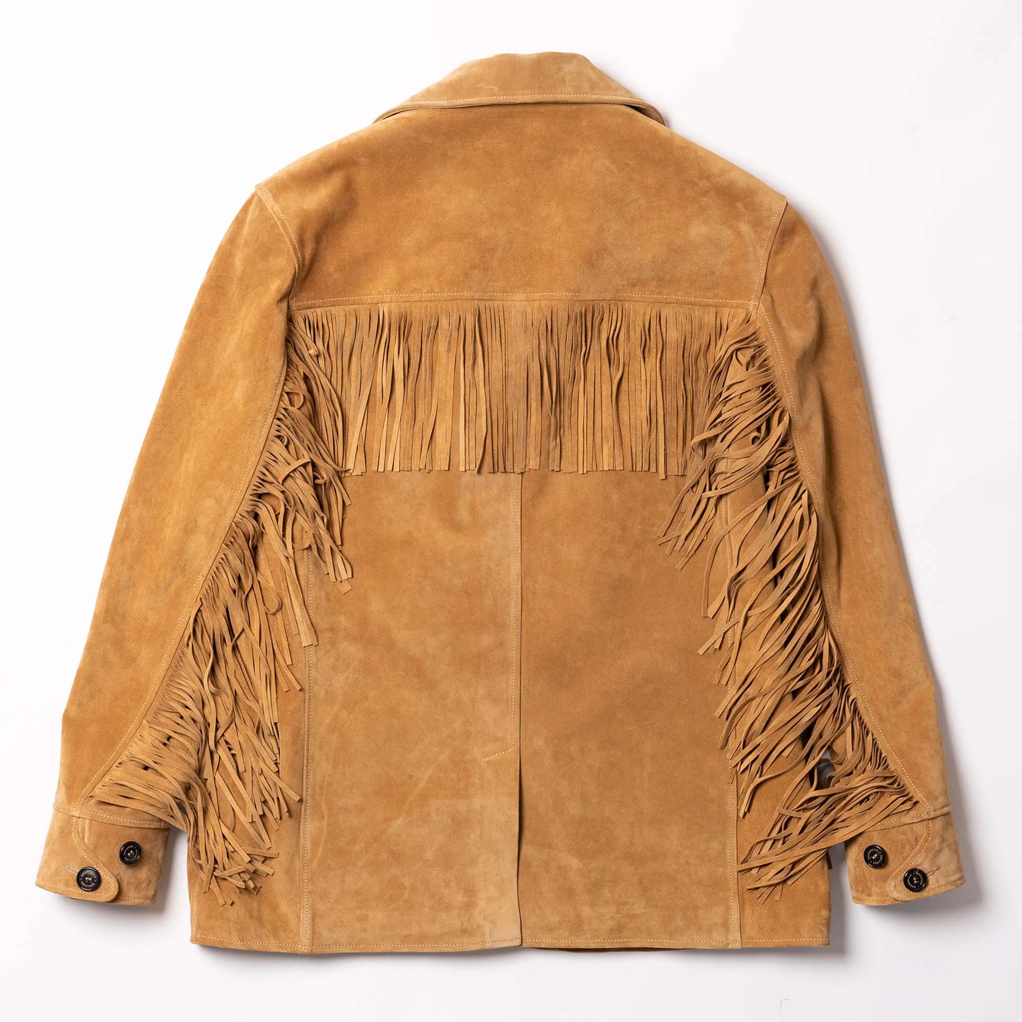 “Enzo” Fringe Sabbia Suede Car Coat - Shangri-la Heritage