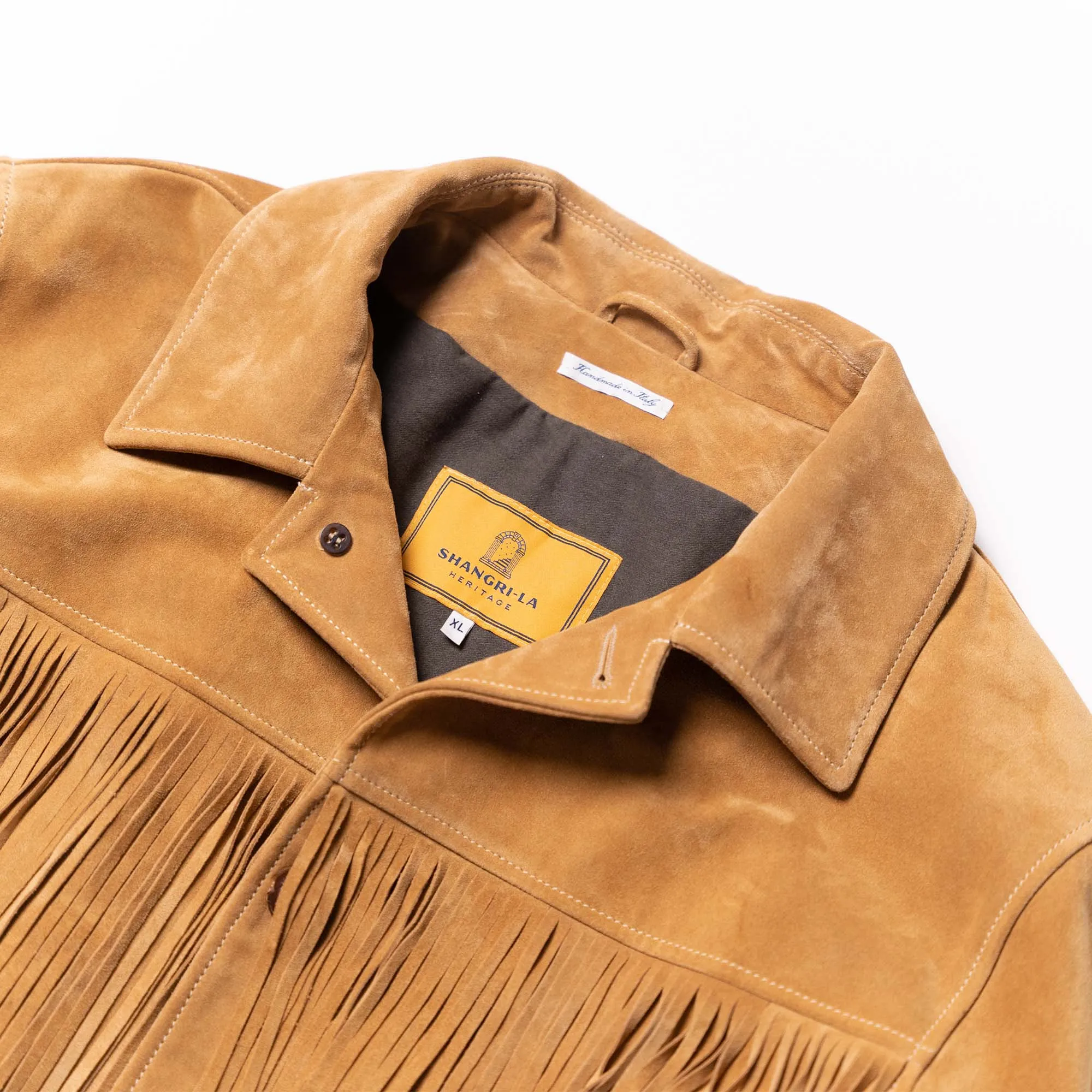 “Enzo” Fringe Sabbia Suede Car Coat - Shangri-la Heritage