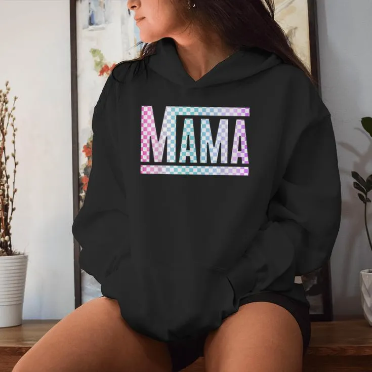 Epic Mama Checkered Colorful Glow Mom Women Hoodie