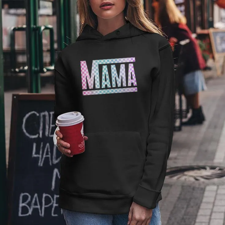 Epic Mama Checkered Colorful Glow Mom Women Hoodie