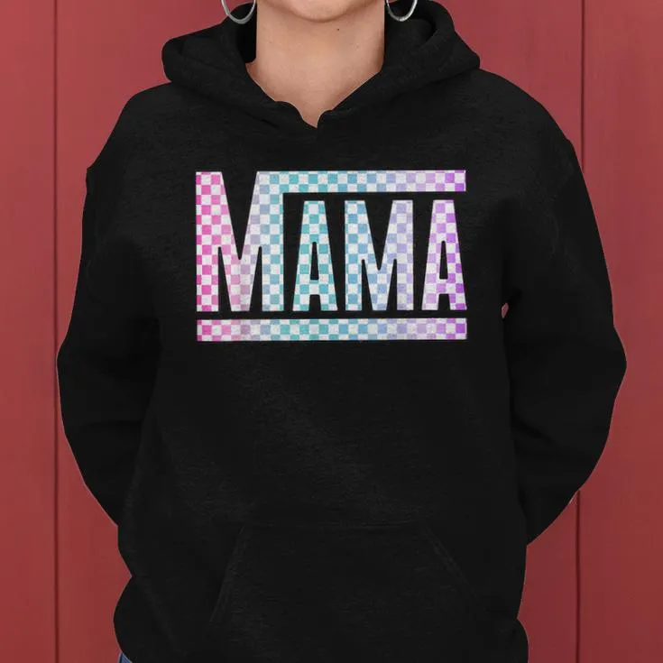 Epic Mama Checkered Colorful Glow Mom Women Hoodie