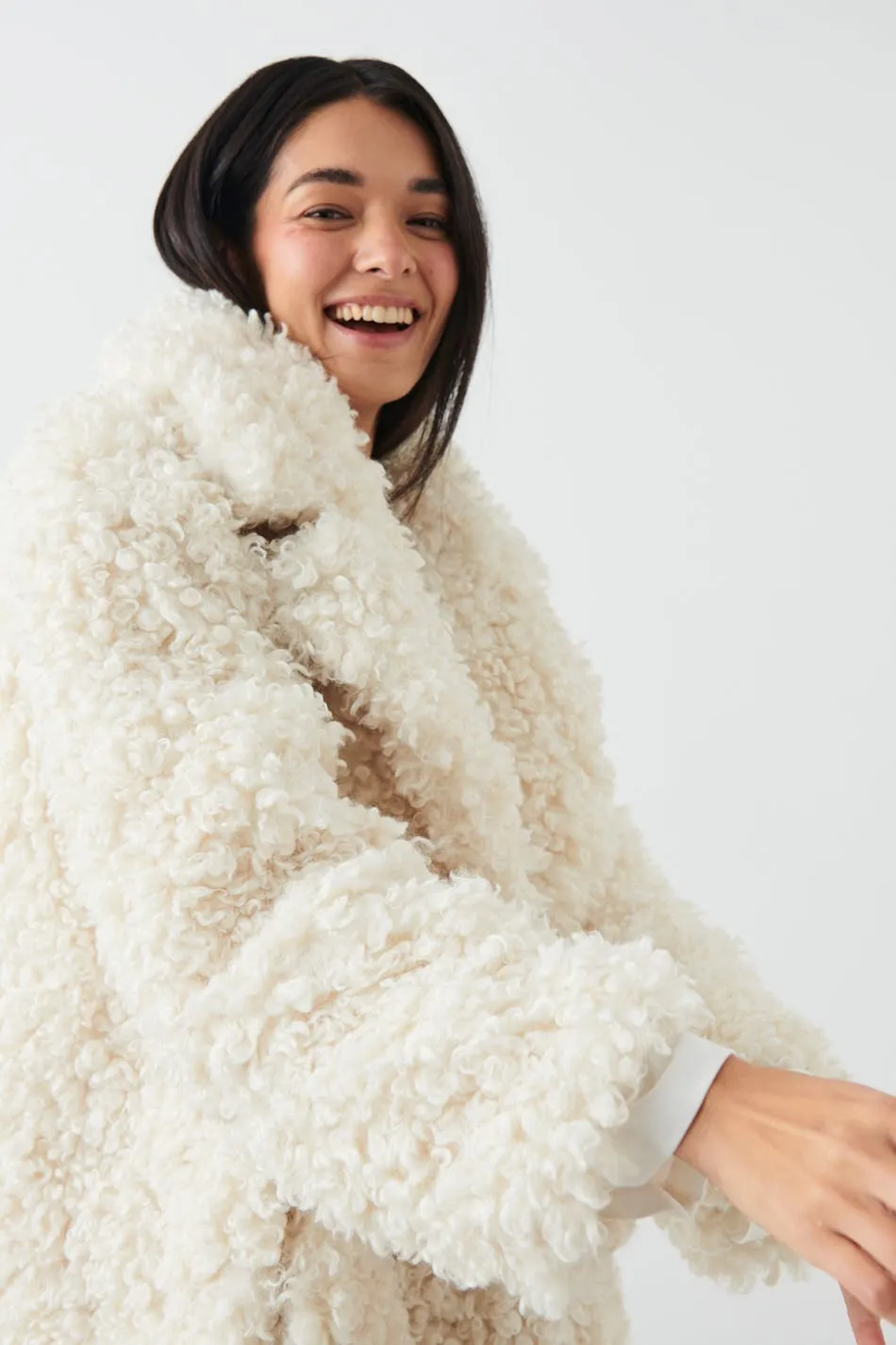 Faux fur long coat