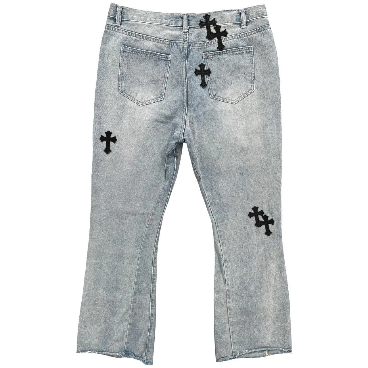 Flared Cross Patch Jeans