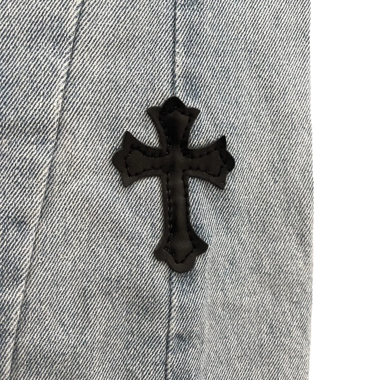 Flared Cross Patch Jeans