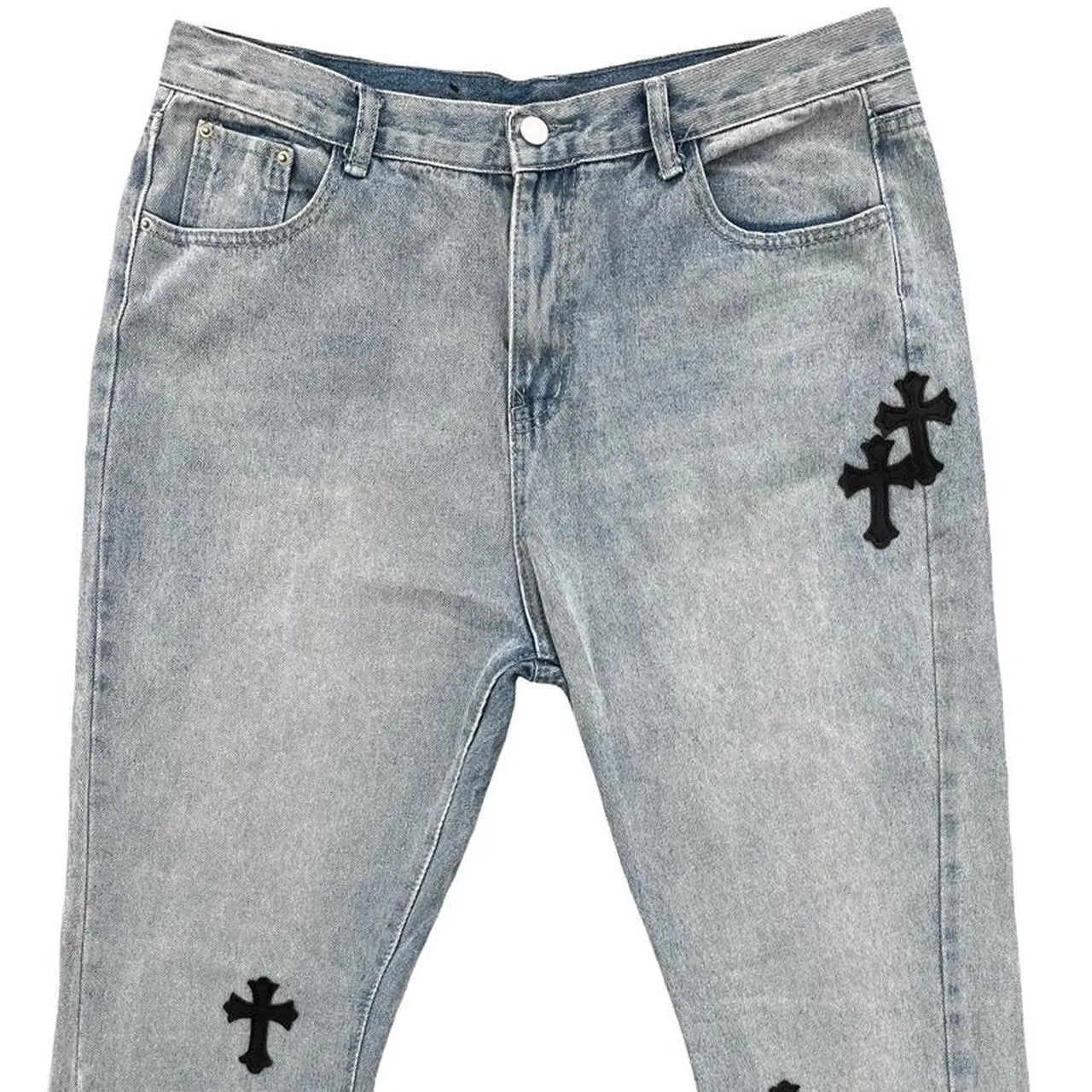 Flared Cross Patch Jeans