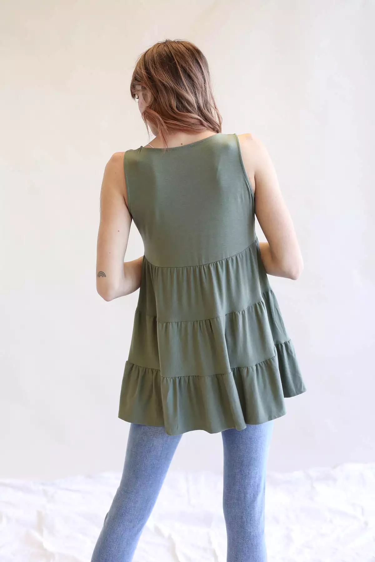 Flattering Sleeveless Tiered Ruffle Tunic