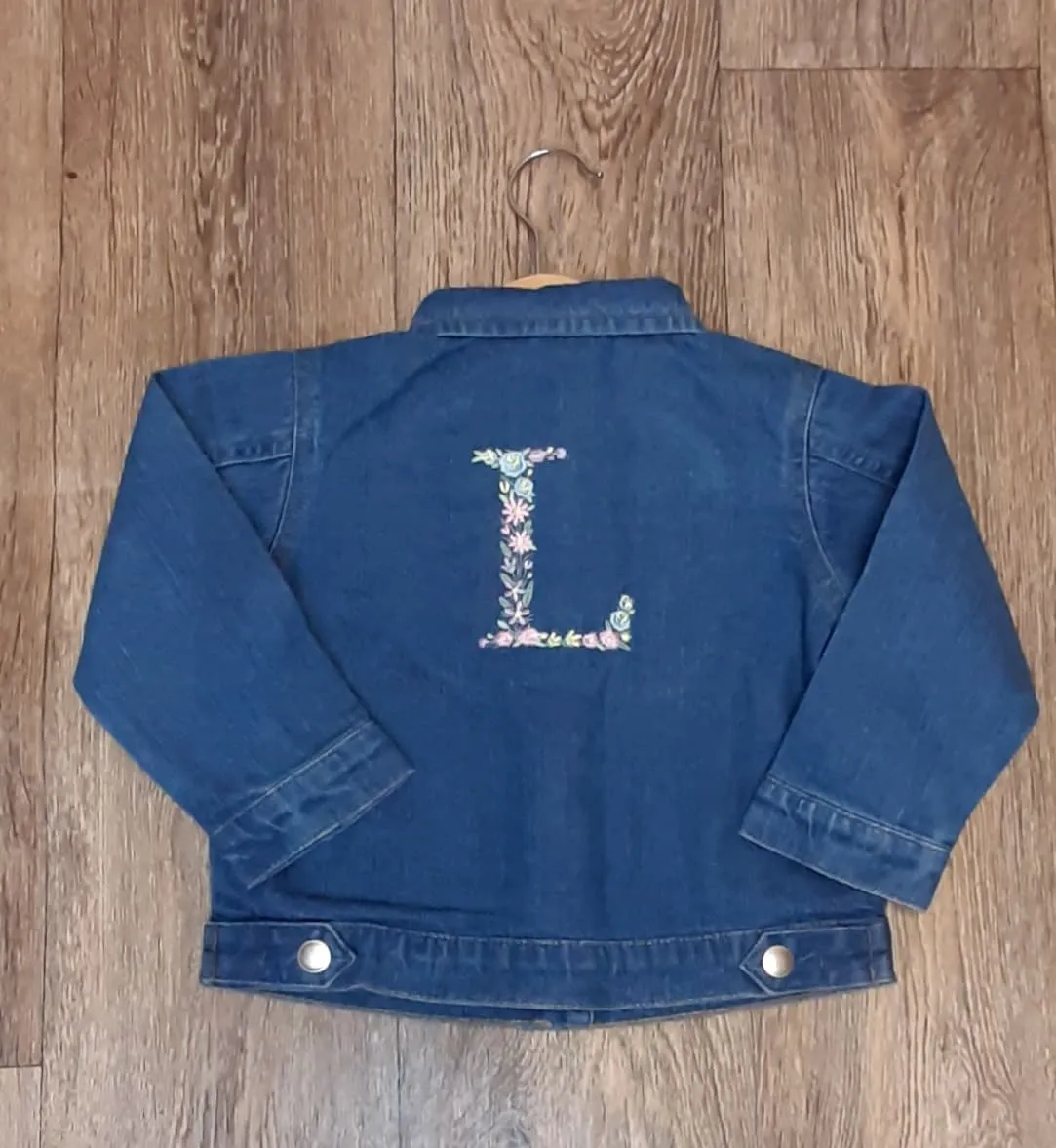 Floral Initial Denim Jacket | The Personalisation Company | Unique & Affordable Personalised Gifts