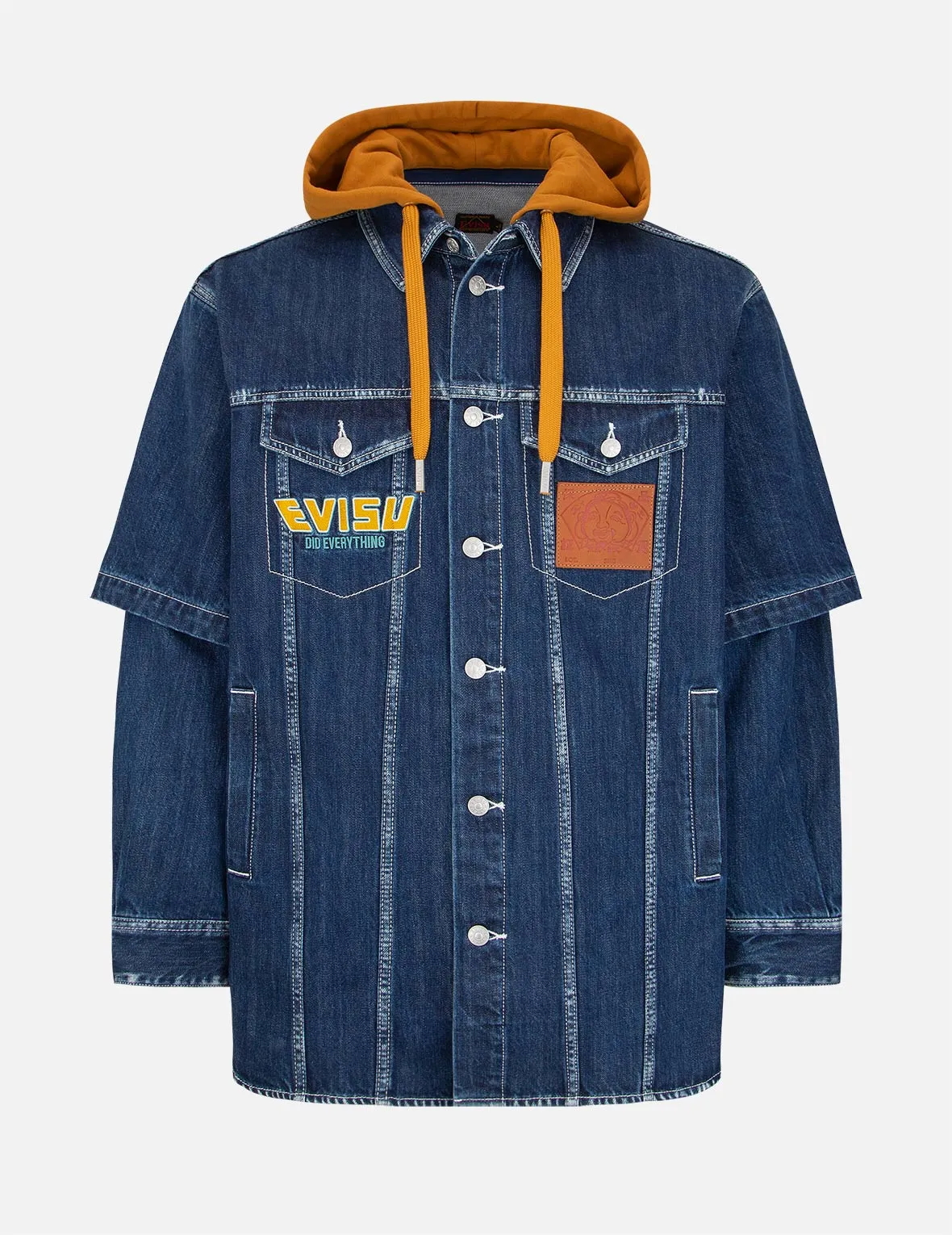 “Fortune Cat Hide-and-Seek” Print Denim Shirt Jacket