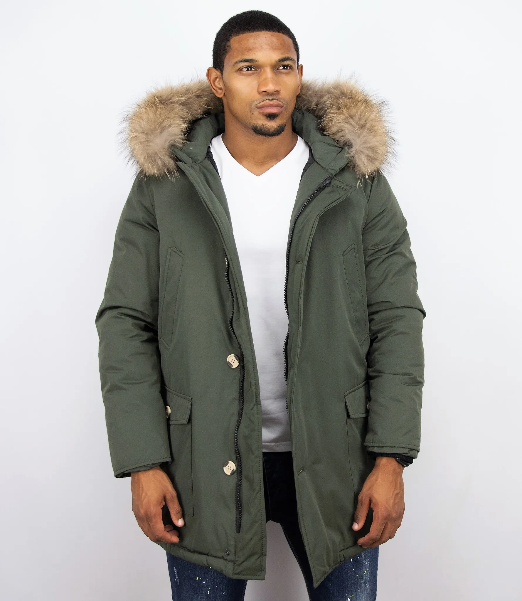 Fur Collar Coat | Men Winter Coat Wooly Long |