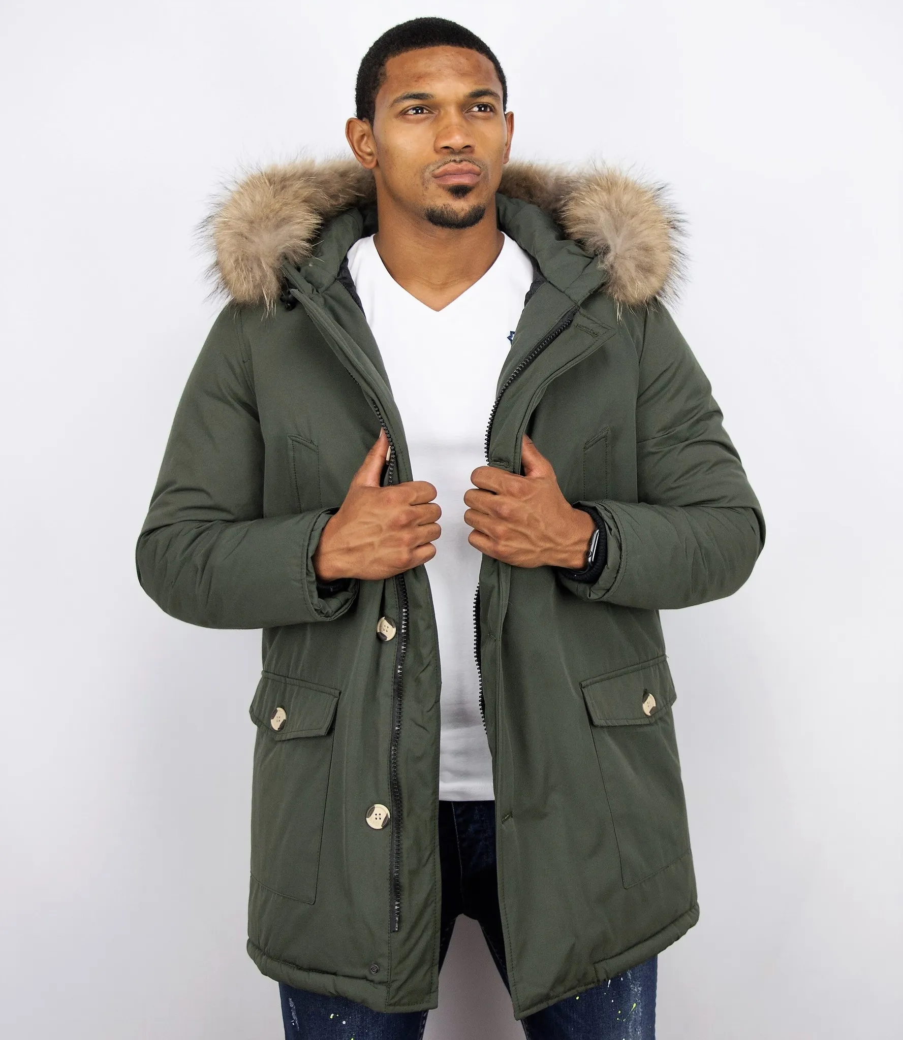 Fur Collar Coat | Men Winter Coat Wooly Long |