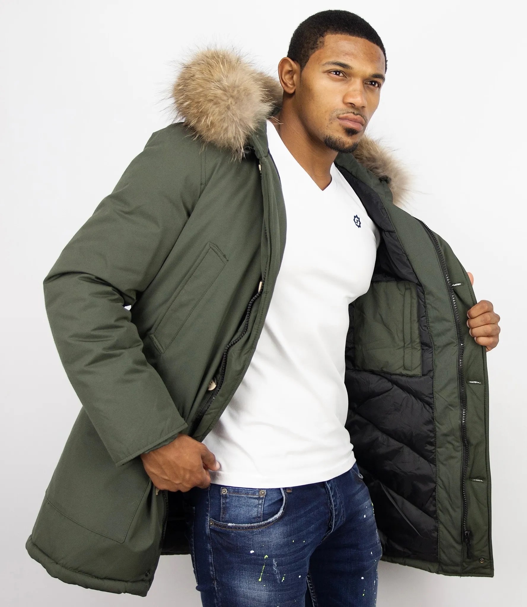 Fur Collar Coat | Men Winter Coat Wooly Long |