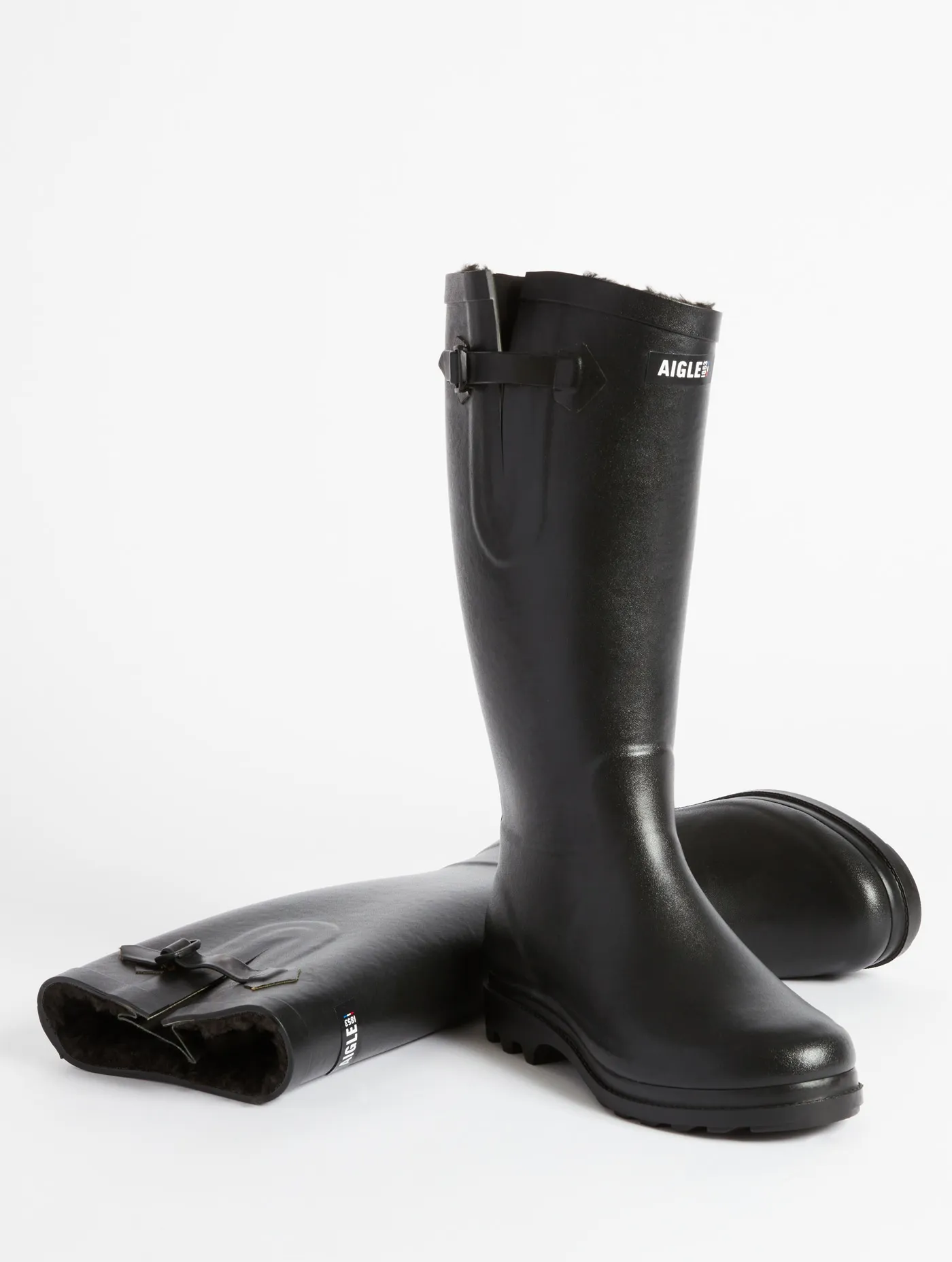 Fur-lined boyfriend rain boot, made in France