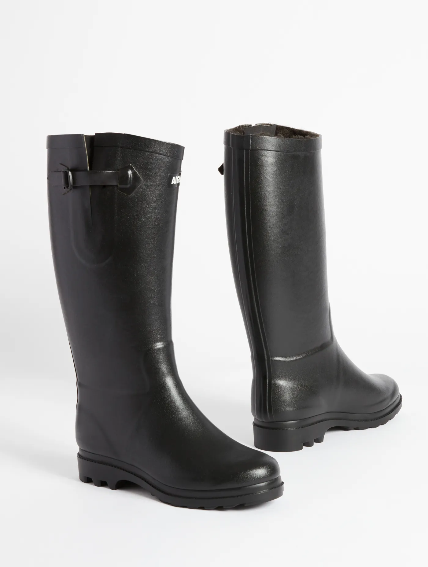 Fur-lined boyfriend rain boot, made in France