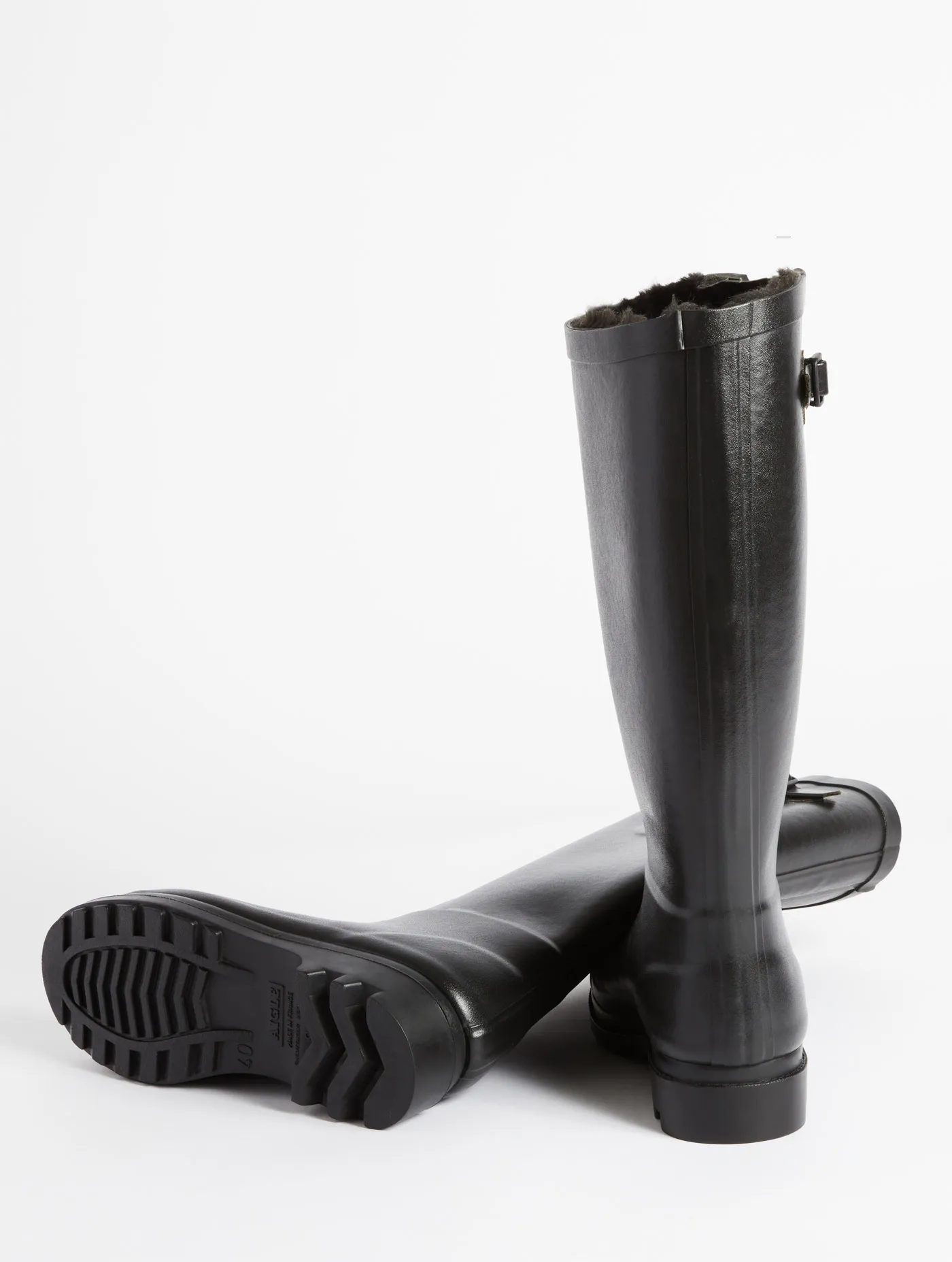 Fur-lined boyfriend rain boot, made in France