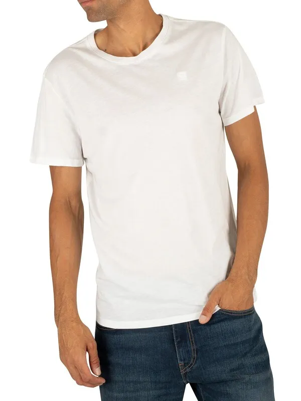 G-Star RAW 2 Pack Crew Neck Logo T-Shirts - White Solid