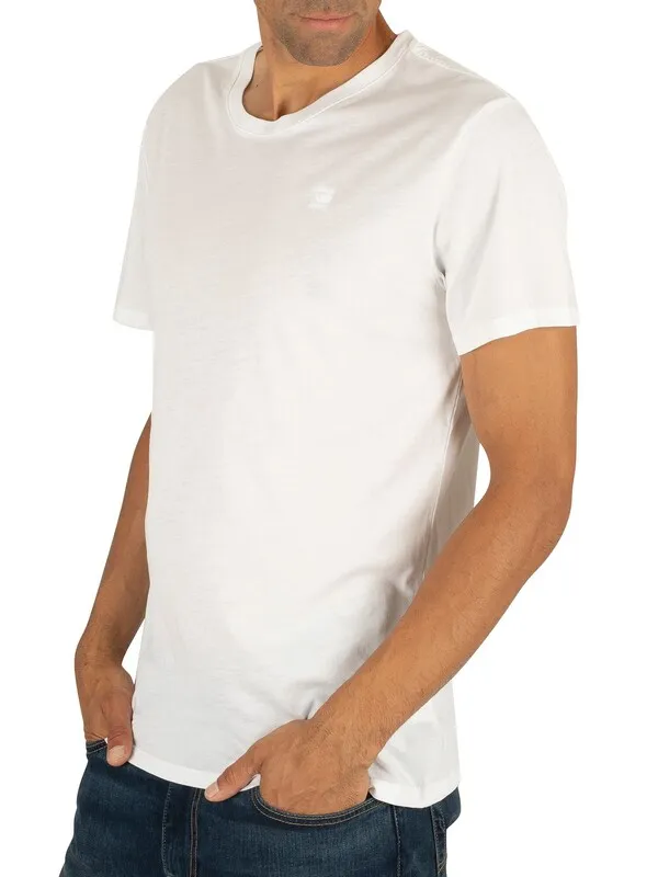 G-Star RAW 2 Pack Crew Neck Logo T-Shirts - White Solid