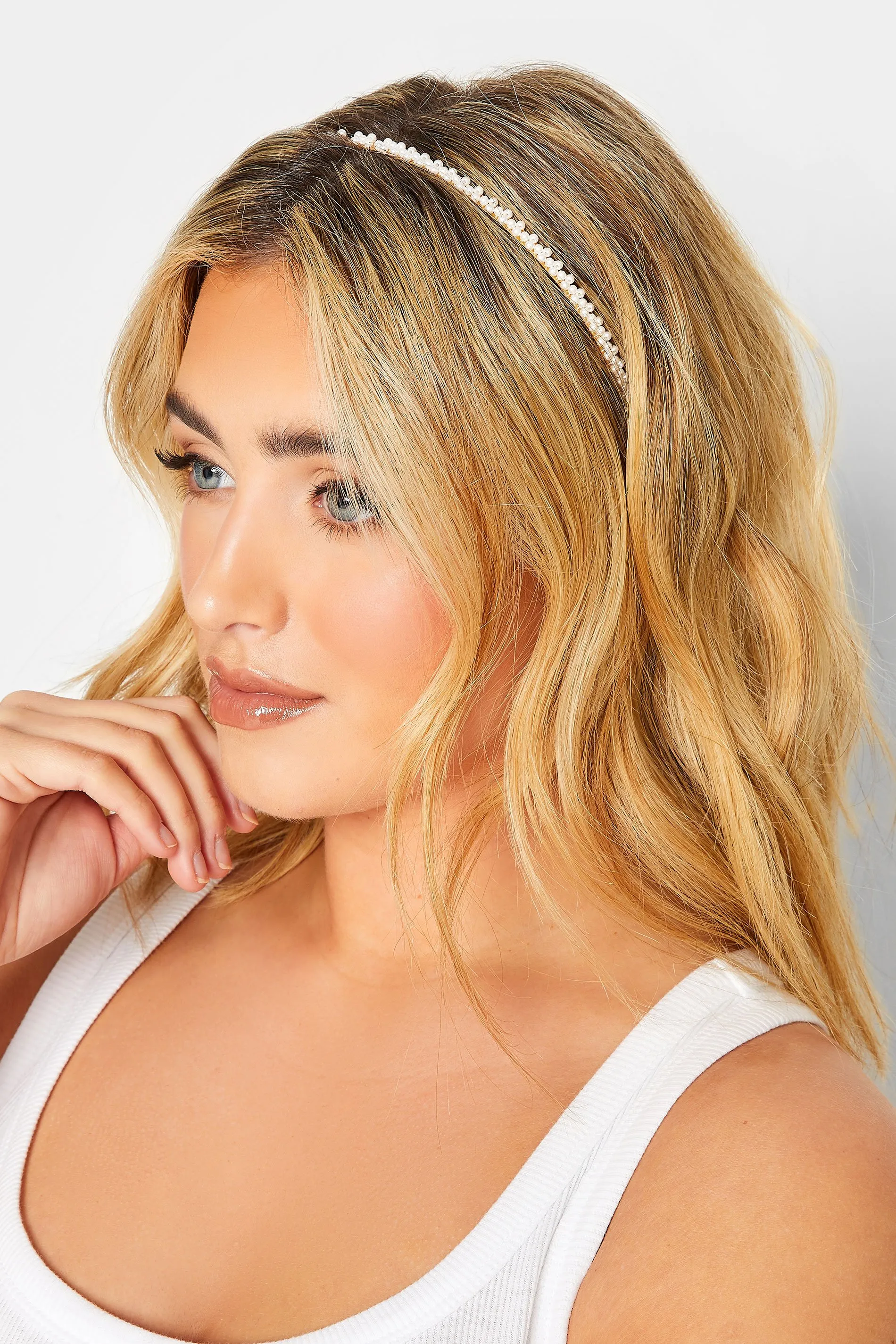 Gold & White Pearl Thin Headband