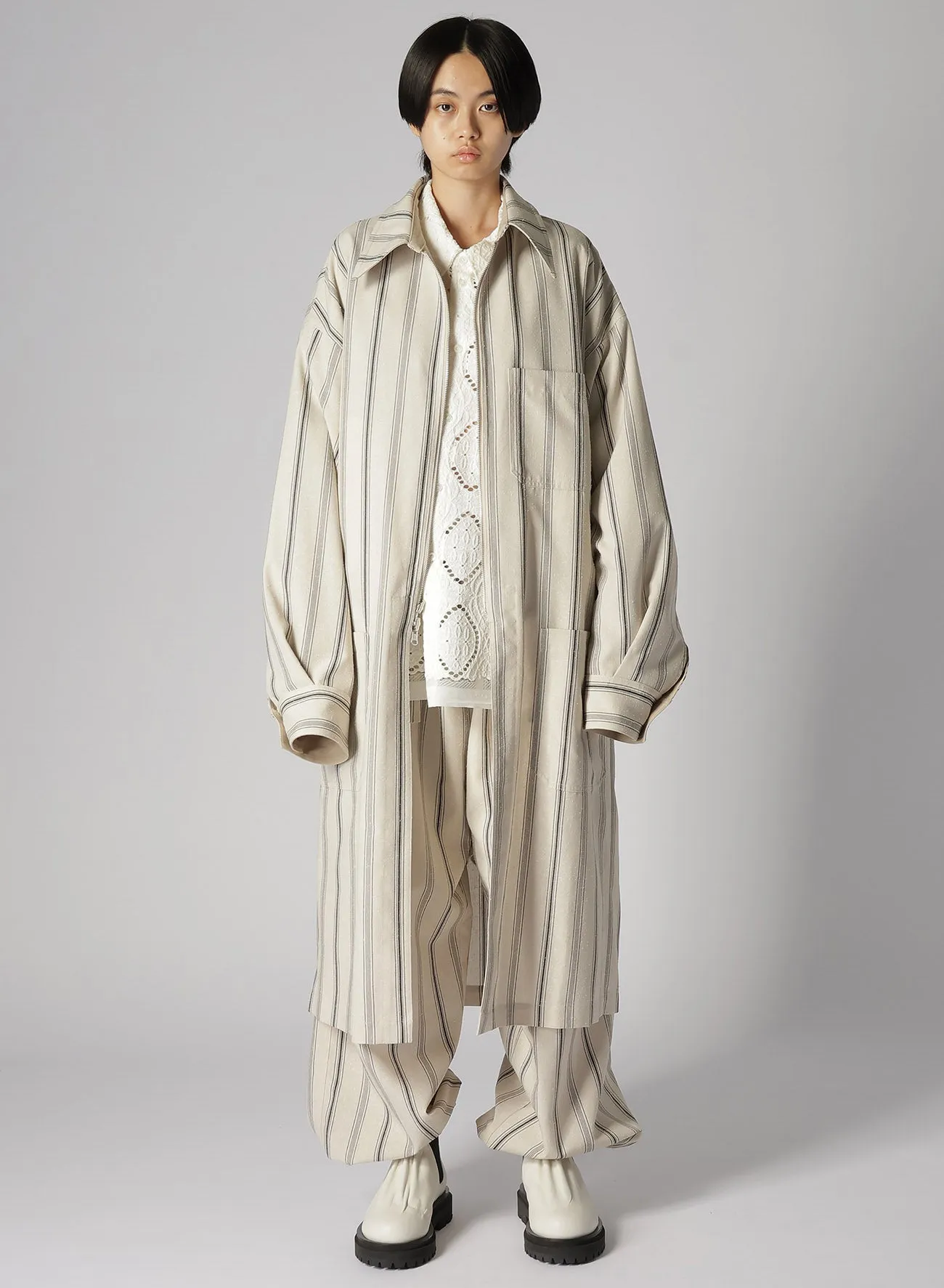 HARD TWISTED COTTON SATIN REVERSIBLE COAT