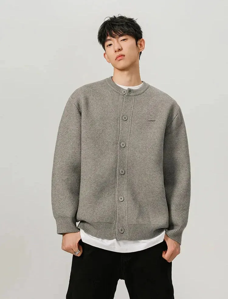 Heavyweight Crew Neck Knitted Cardigan