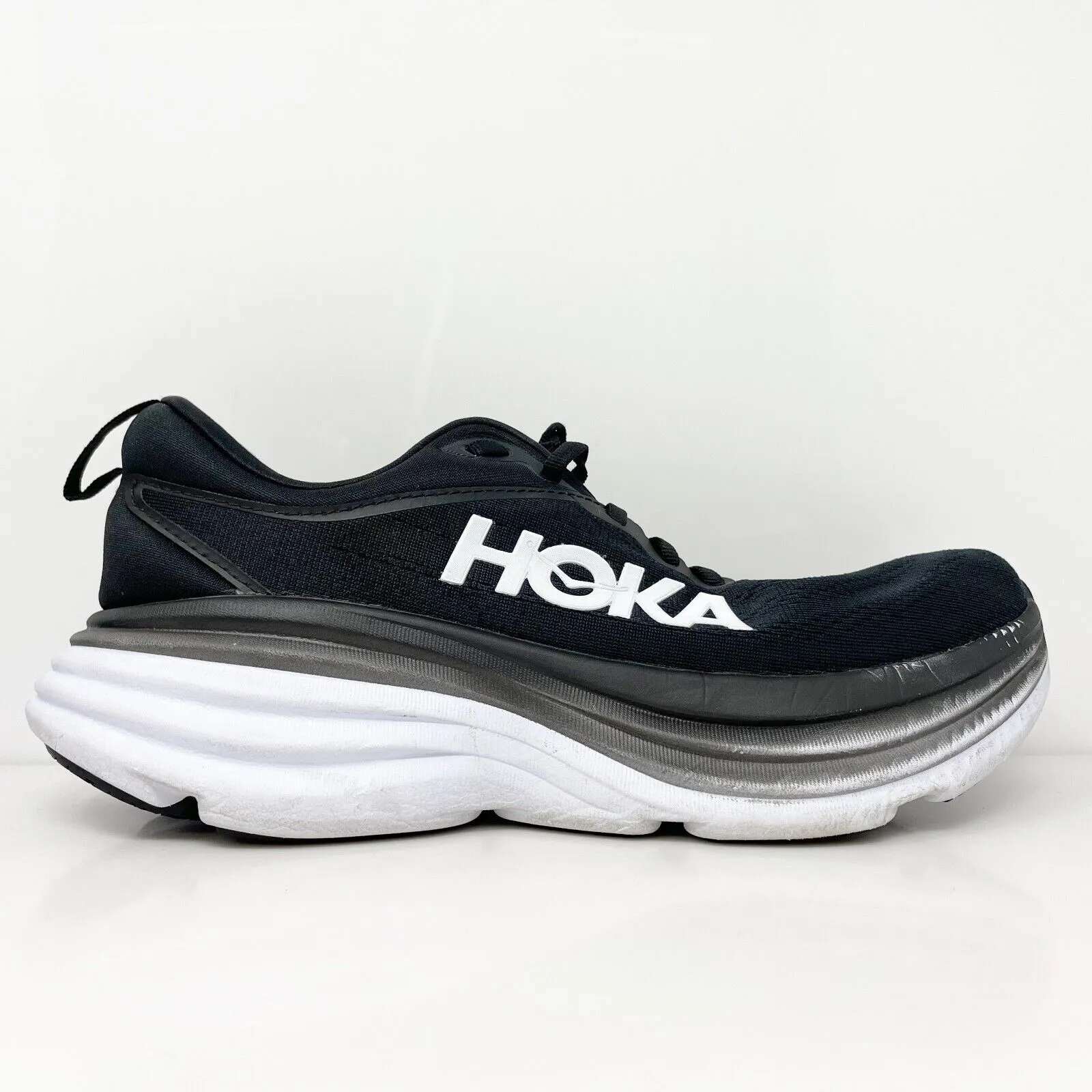 Hoka One One Womens Bondi 8 1127952 BWHT Black Running Shoes Sneakers Size 8.5 D