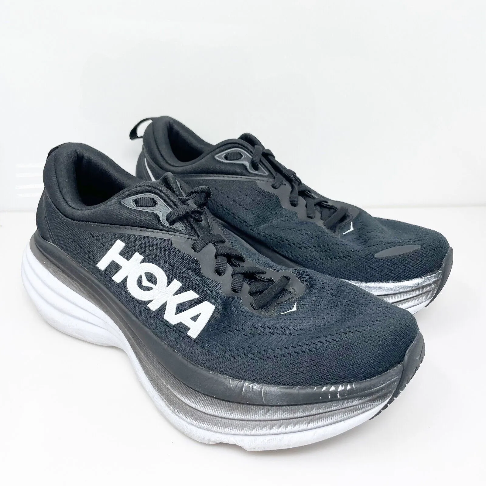 Hoka One One Womens Bondi 8 1127952 BWHT Black Running Shoes Sneakers Size 8.5 D