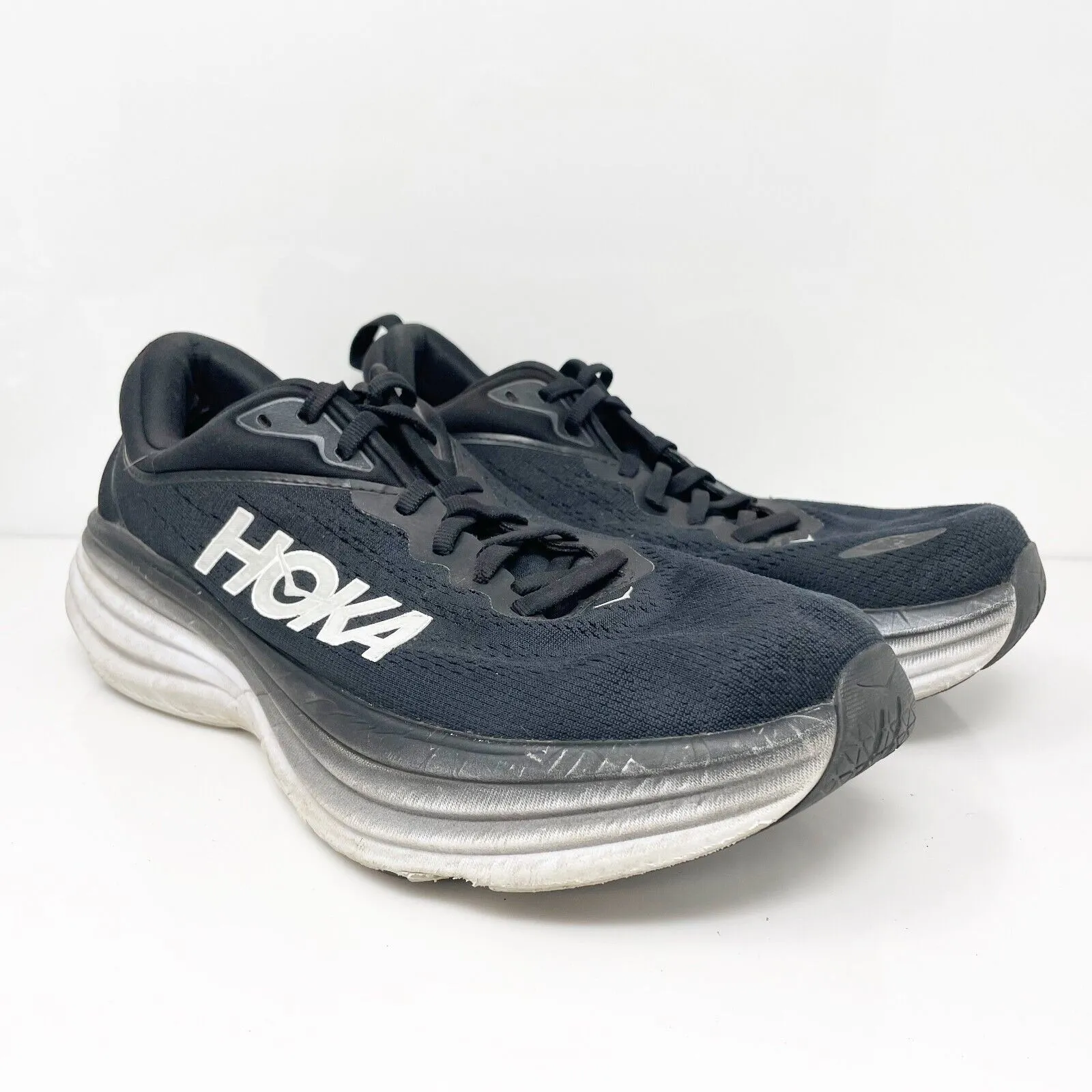 Hoka One One Womens Bondi 8 1127952 BWHT Black Running Shoes Sneakers Size 9.5 B