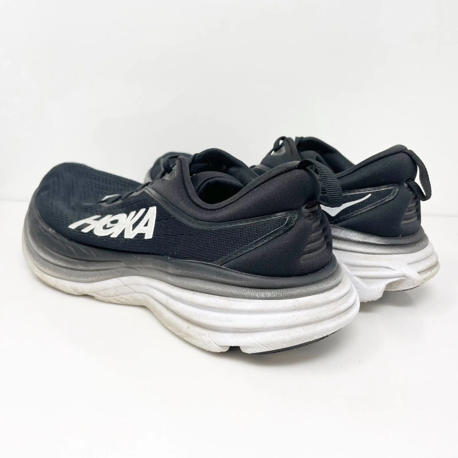 Hoka One One Womens Bondi 8 1127952 BWHT Black Running Shoes Sneakers Size 9.5 B