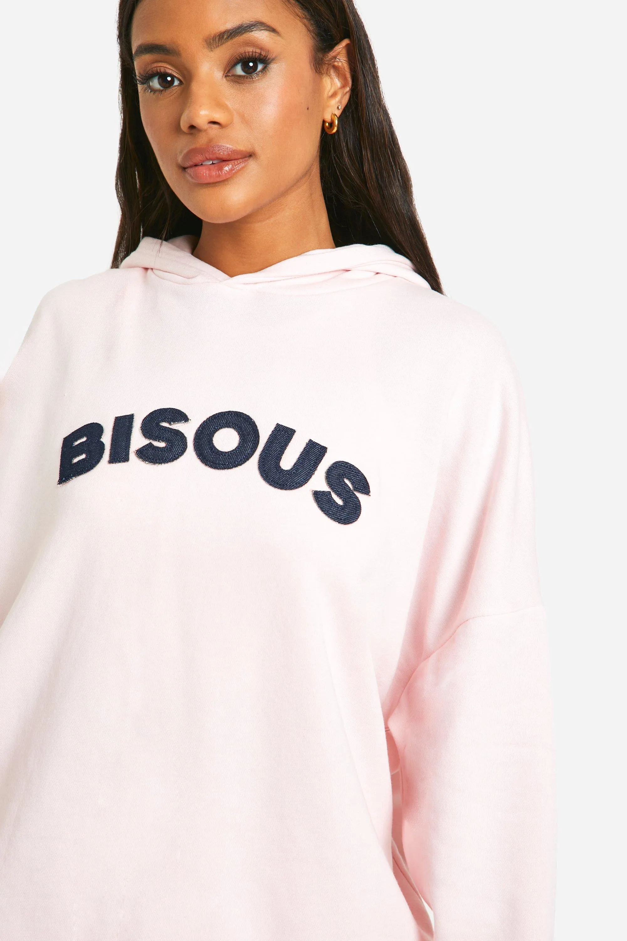 Hoodies & Sweatshirts | Bisous Denim Applique Oversized Hoodie | boohoo