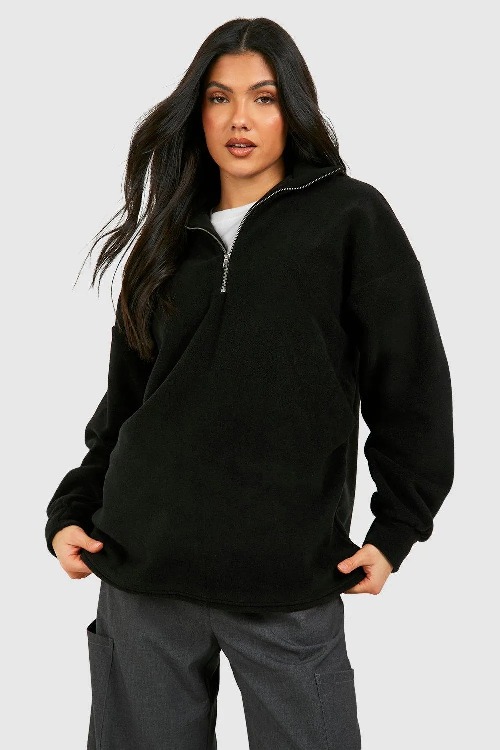 Hoodies & Sweatshirts | Maternity Quarter Zip Fleece | boohoo