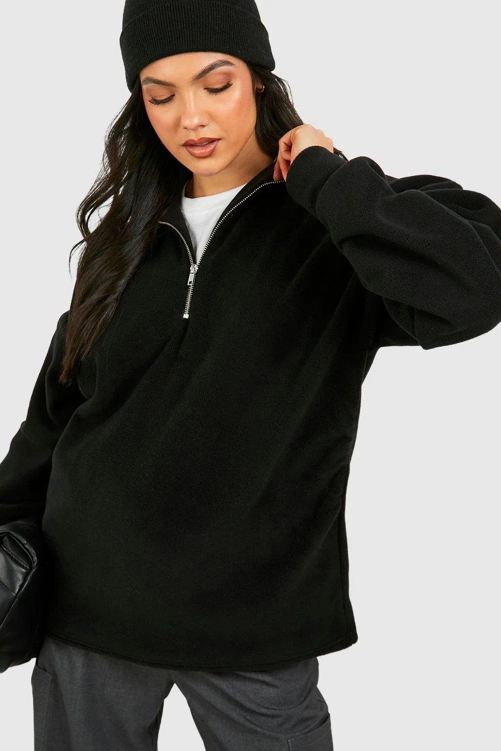 Hoodies & Sweatshirts | Maternity Quarter Zip Fleece | boohoo