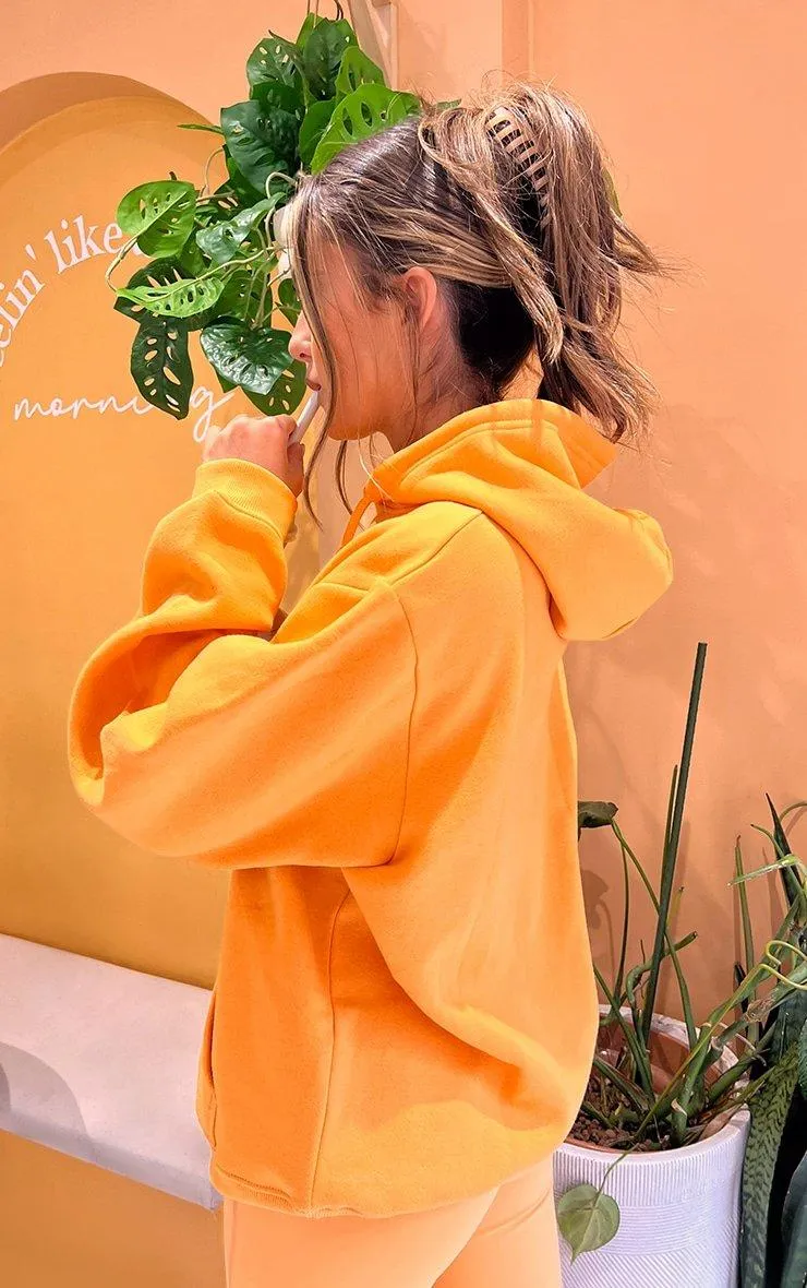 Hoodies & Sweatshirts | Orange Oversized Sweat Hoodie | PrettyLittleThing