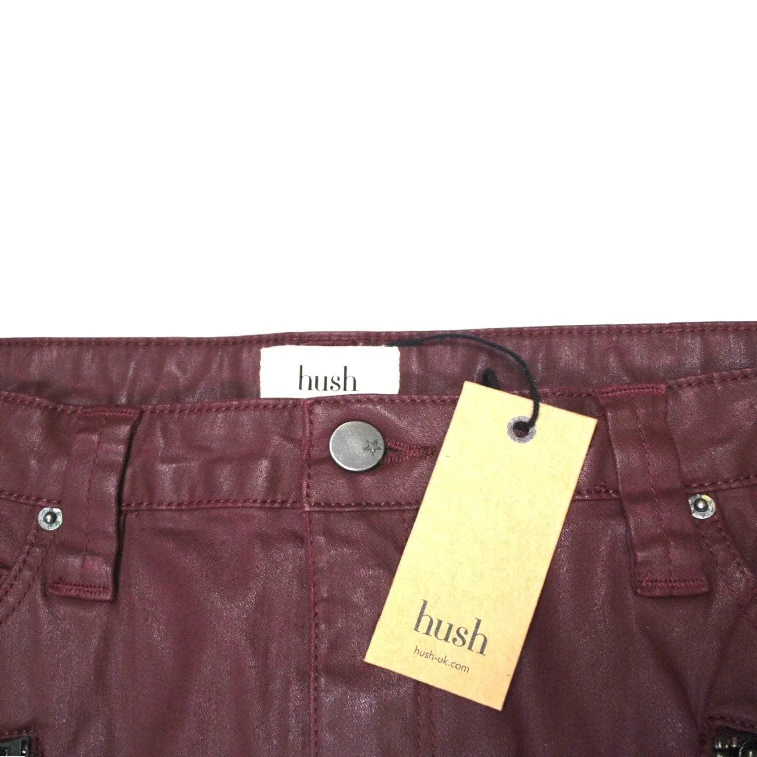 Hush Burgundy Coated Skinny Jeans