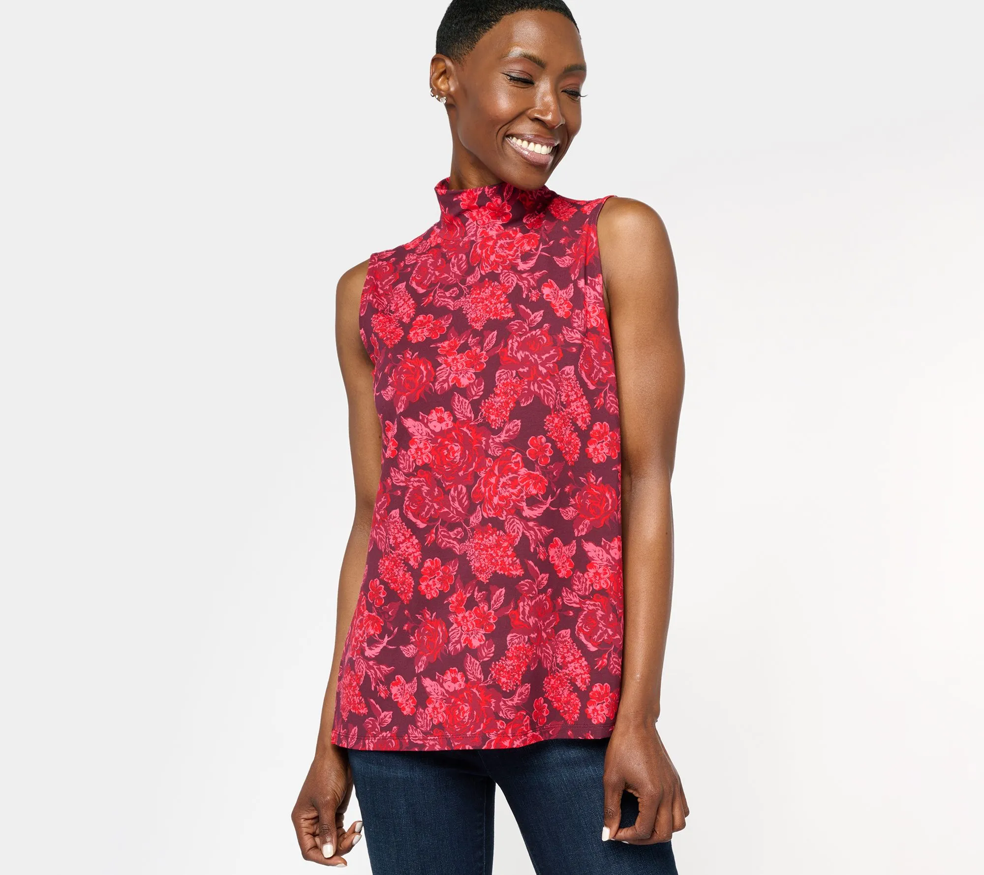 Isaac Mizrahi Live! Solid or Printed Mock Neck Top