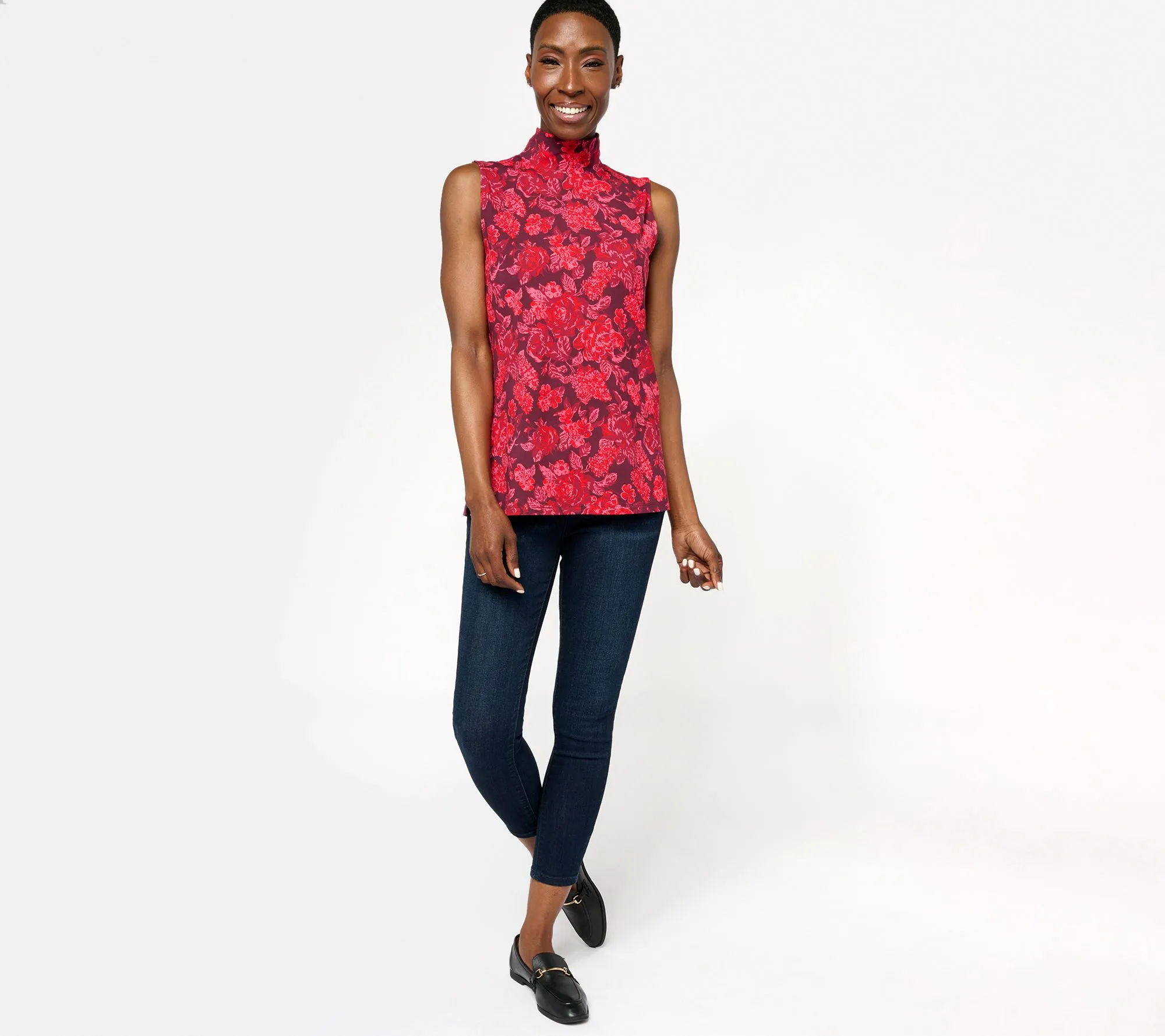 Isaac Mizrahi Live! Solid or Printed Mock Neck Top