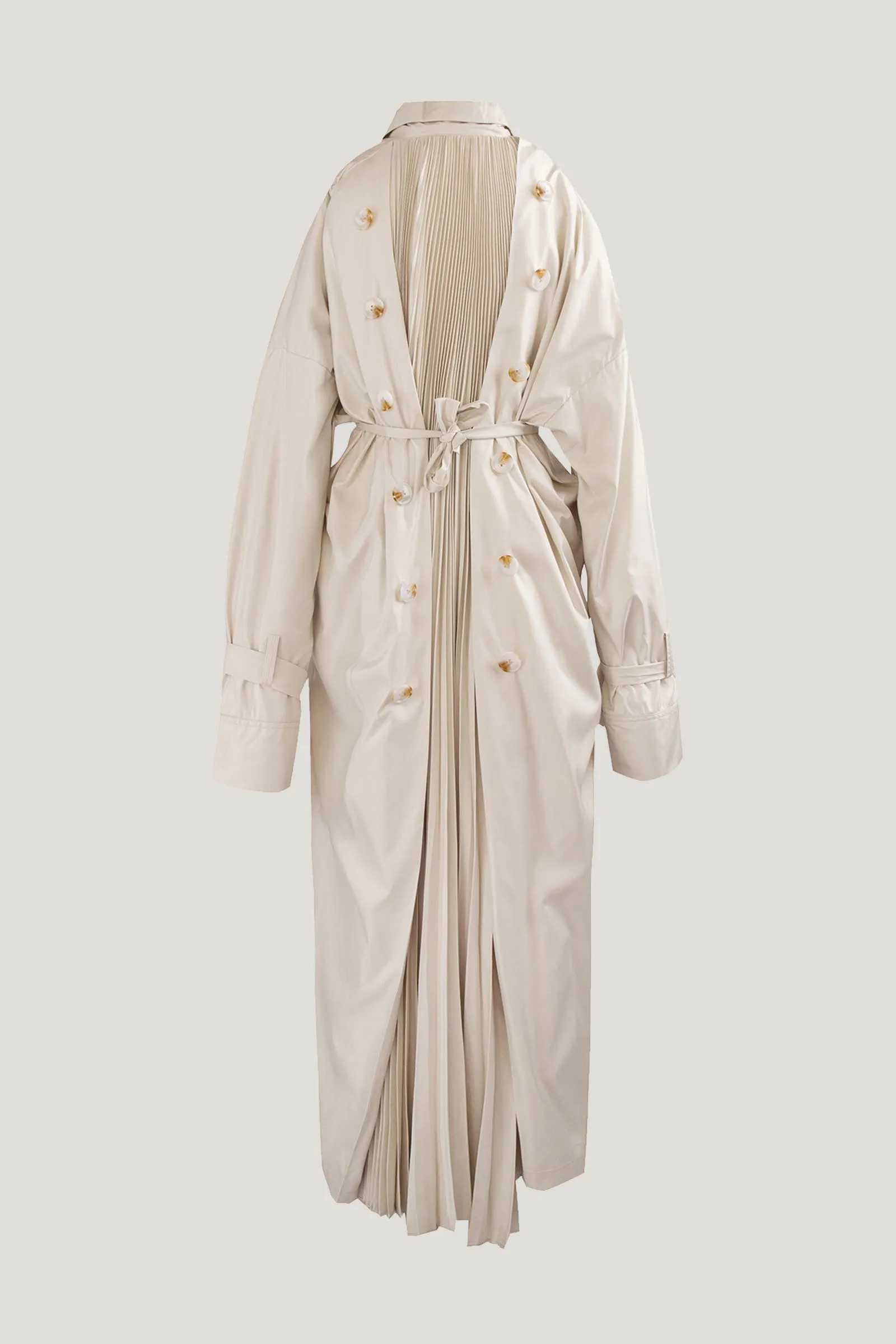 Ivory White Ciri Oversized Coat with Back Pleats