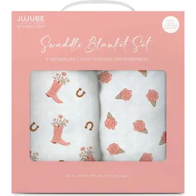 JuJuBe JuJuBe × Studio Oh! Printed Swaddle Blanket Sets, Bloomin' Boot (Pack Of 2)